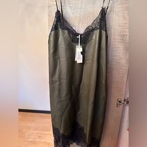 Leather like sexy body dress dark green size medium